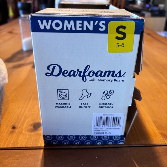 Dearfoams womens memory foam slip on cozy house shoes slippers gray S(5-6) - Picture 7 of 7